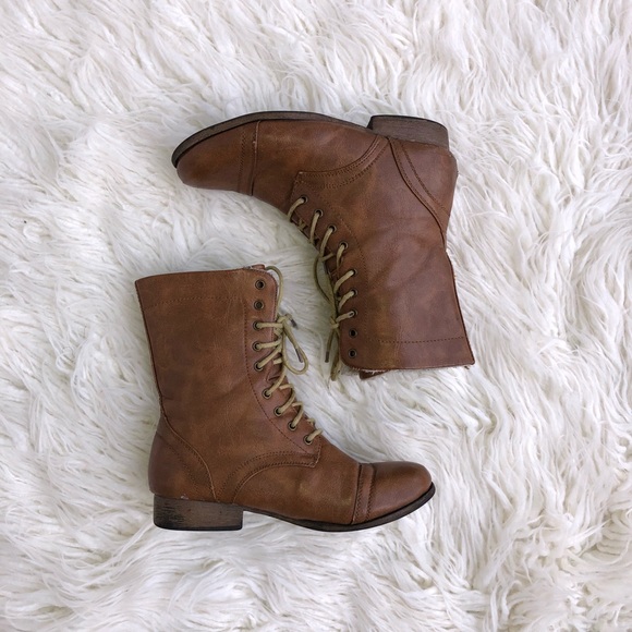 Charlotte Russe Shoes - {Charlotte Russe} Camel Combat Boots